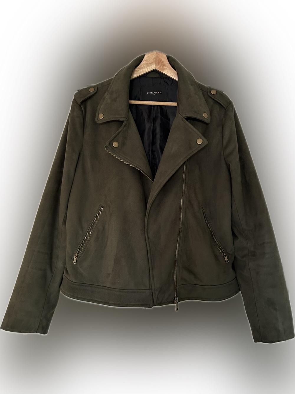 Banana Republic Olive Green Suede Moto Jacket